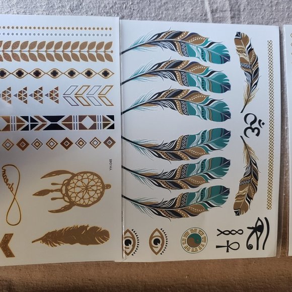 3 sheets Golden Silver Temporary Tattoo - Picture 3 of 12